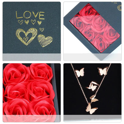 Coffret 6 roses éternelles - Collier